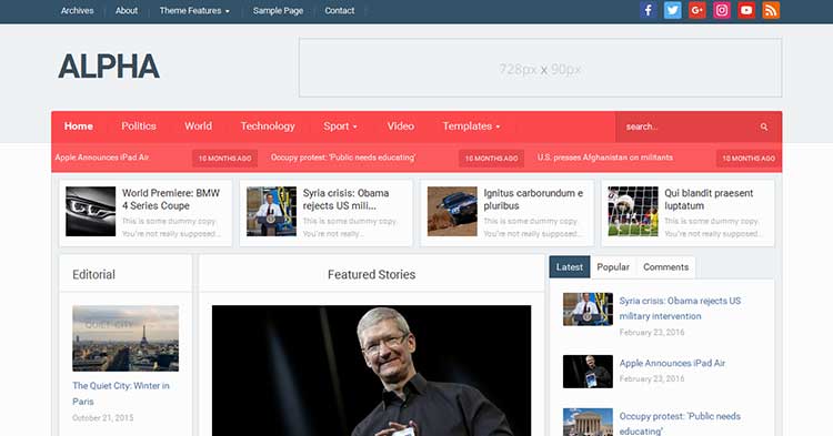 Alpha – Magazine WordPress Theme