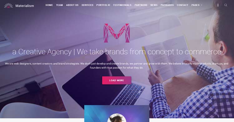 Download Materialism Landing Page WP Theme