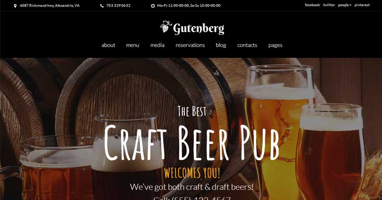 Download GutenBerg Brewery WordPress Theme