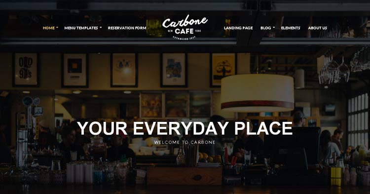 Download Carbone Cafe Restaurant WP Theme