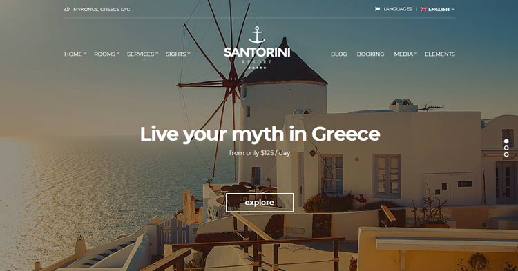 Download Santorini Resort WordPress Theme