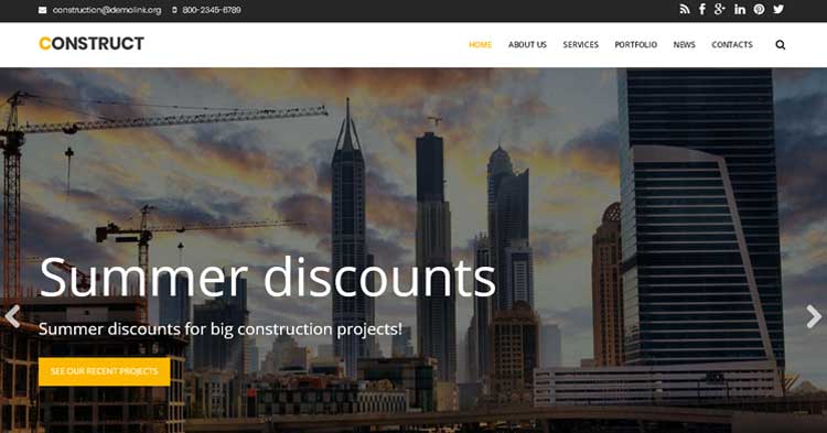 Download Construct Construction Drupal Template