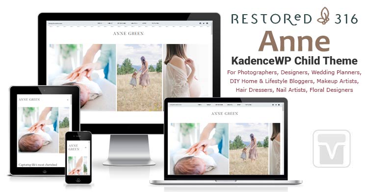 Download Restored316Designs - Anne Kadence WP Child Theme for Photographers, Designers, Wedding Planners, DIY Home & Lifestyle Bloggers, Makeup Artists, Hair Dressers, Nail Artists, Floral Designers, etc.