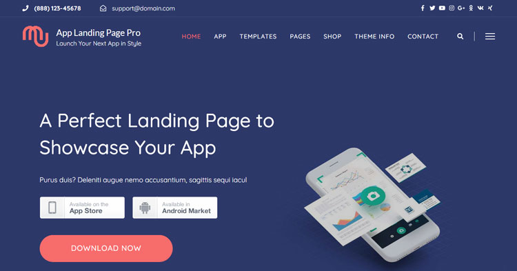 App Landing Page Pro WordPress Theme