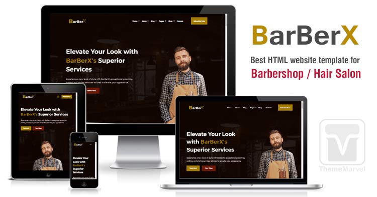 Download Templatemonster - BarberX HTML template for websites on barbershop, hair salon, hairdressers etc.