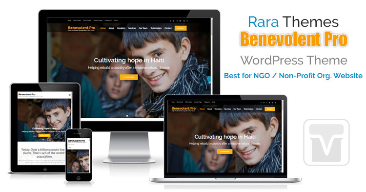 Download RaraThemes - Benevolent Pro WordPress Theme for all charity, Non-profit organization, church, donation or fund-raising websites