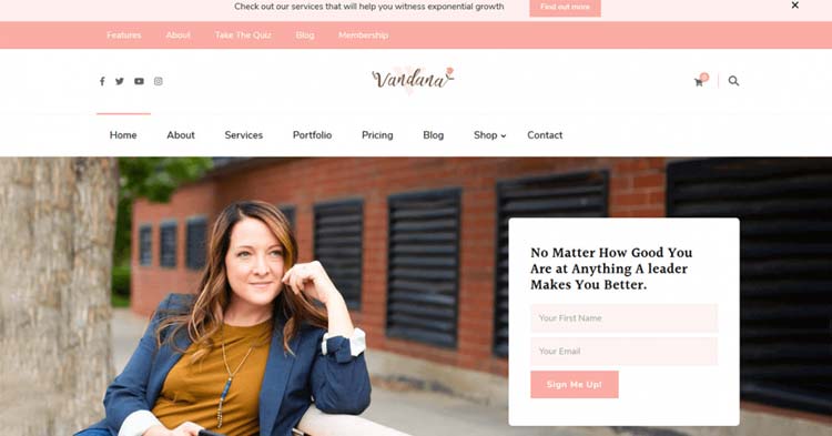 Vandana Speaker Coach WordPress Theme