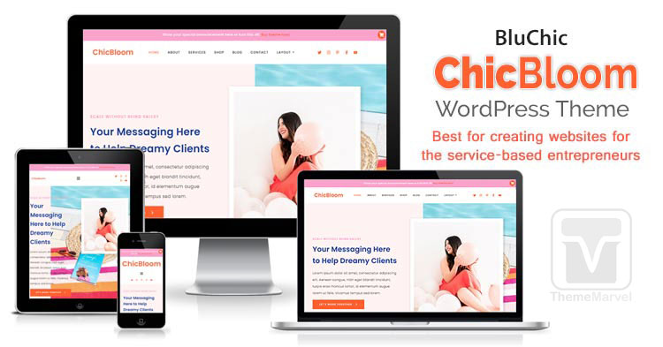 Bluchic - Download the ChicBloom theme - Best WordPress Theme for business women, and female creative entrepreneurs