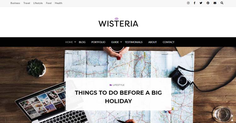Download Wisteria Travel Food Blog WP Theme