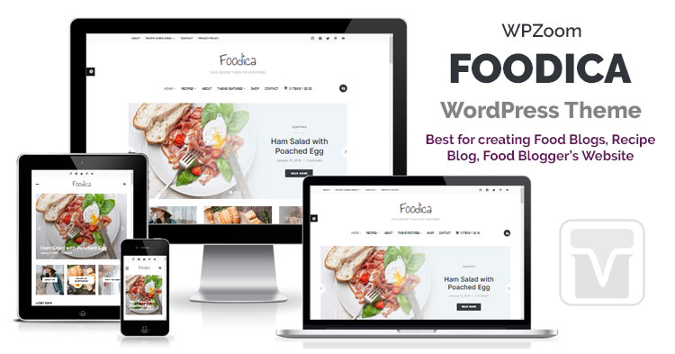 Download WPZoom - Foodica Pro Food Blog WordPress theme has responsive web design