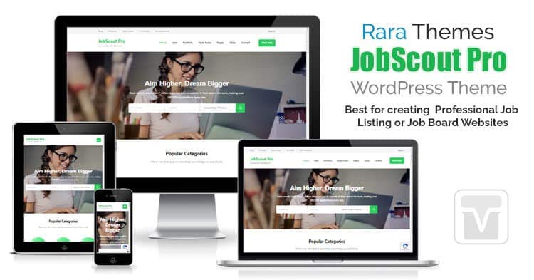 RaraThemes - Download the JobScout Pro WordPress theme for creating professional job listing website/ jobs portal