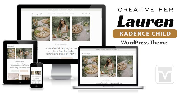 Download CreativeHer - Lauren Kadence WordPress theme for Food blogger, Coaches, wellness creators, and lifestyle brands