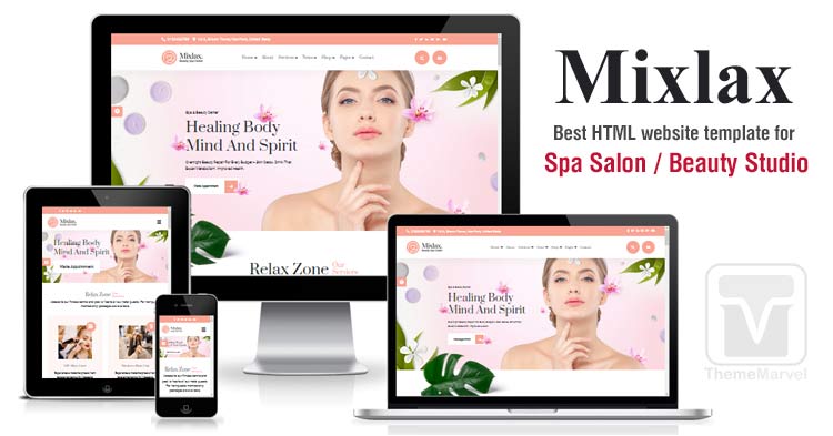 Download Templatemonster - Mixlax HTML template for websites on makeup, spa, wellness, beauty, hair salon, nail salon etc.