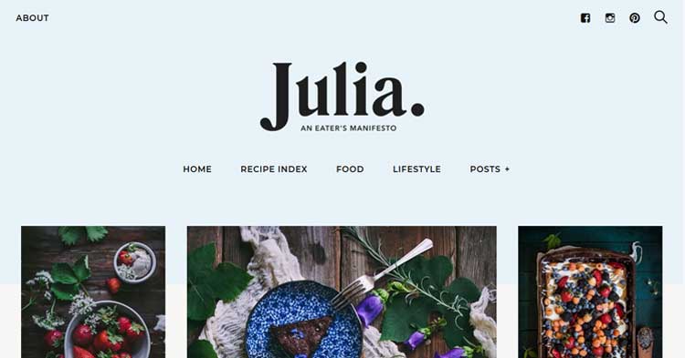 Julia Food Blog WordPress Theme