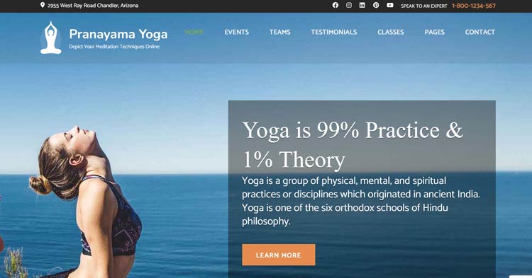 Download Pranayama Yoga Pro WordPress Theme