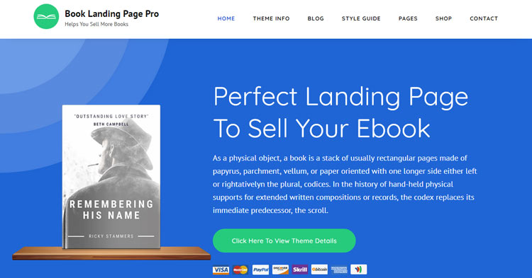 Download Book Landing Page Pro WordPress Theme