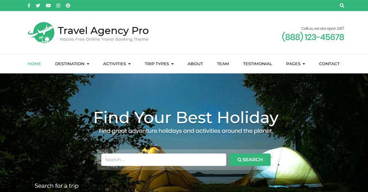 Download Travel Agency Pro WordPress Theme