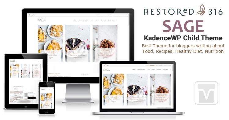 Download Restored316Designs - Sage Kadence WP Child Theme for any type of bloggers and their blog content.
