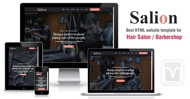 Download Templatemonster - Salion HTML template for making websites on barbershop, hair salon, hairdressers etc.