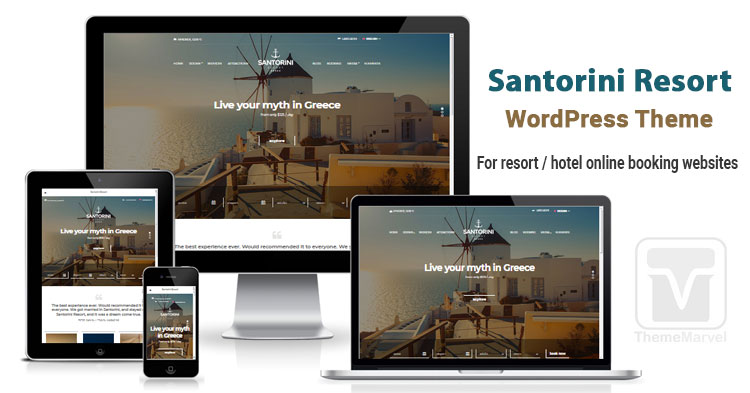 Download Santorini Resort theme for hotel/resort online booking website