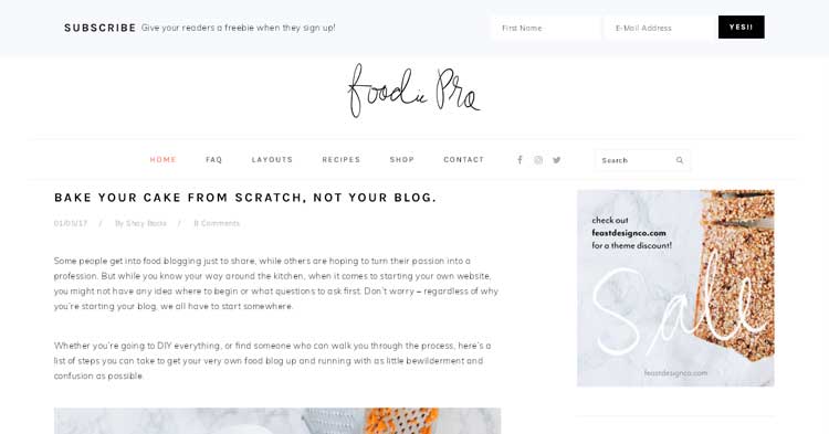 Foodie Pro Theme Genesis Framework