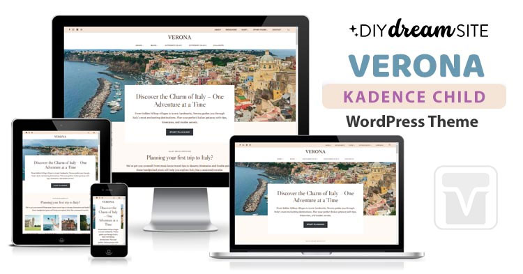 Download DIYDreamSite - Verona Kadence Child WordPress Theme For feminine travel bloggers, Travel Guides, Content Writers