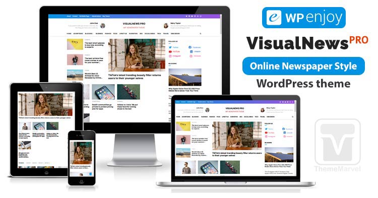 Download WPEnjoy - VisualNews Pro Newspaper style WordPress Theme