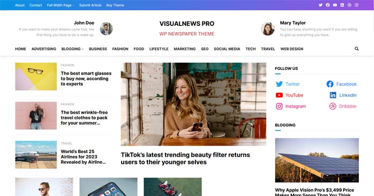 VisualNews Pro Newspaper WordPress Theme